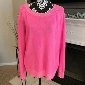 Gap Plaited Dorito Neon Pink Crewneck Sweater
